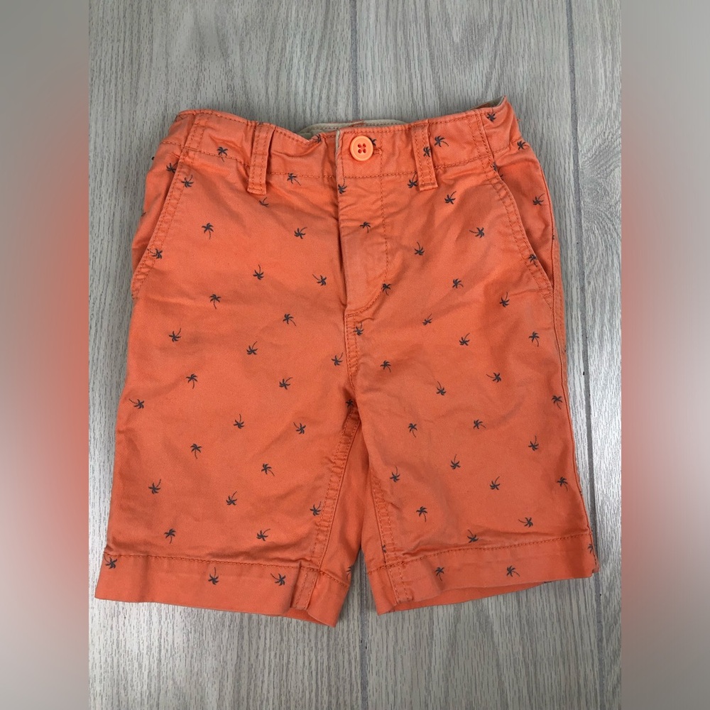 Gap Kids boys small 6-7 coral with blue palm trees zip adjustable waist shorts
